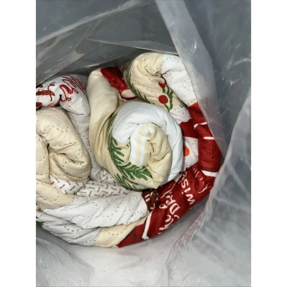 Vintage 3 Pcs King Merry Christmas Quilt Set Festive Bedspread‎ Rustic Farmhouse